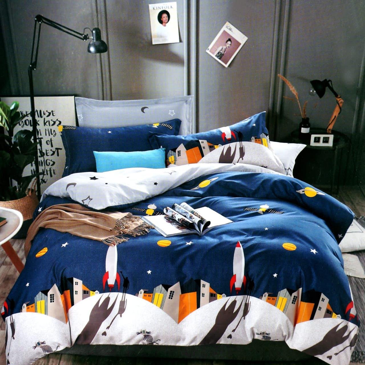 Kids Cotton Ac Comforter ( Blue Grey-Kids Cotton Ac Comforter ) 
