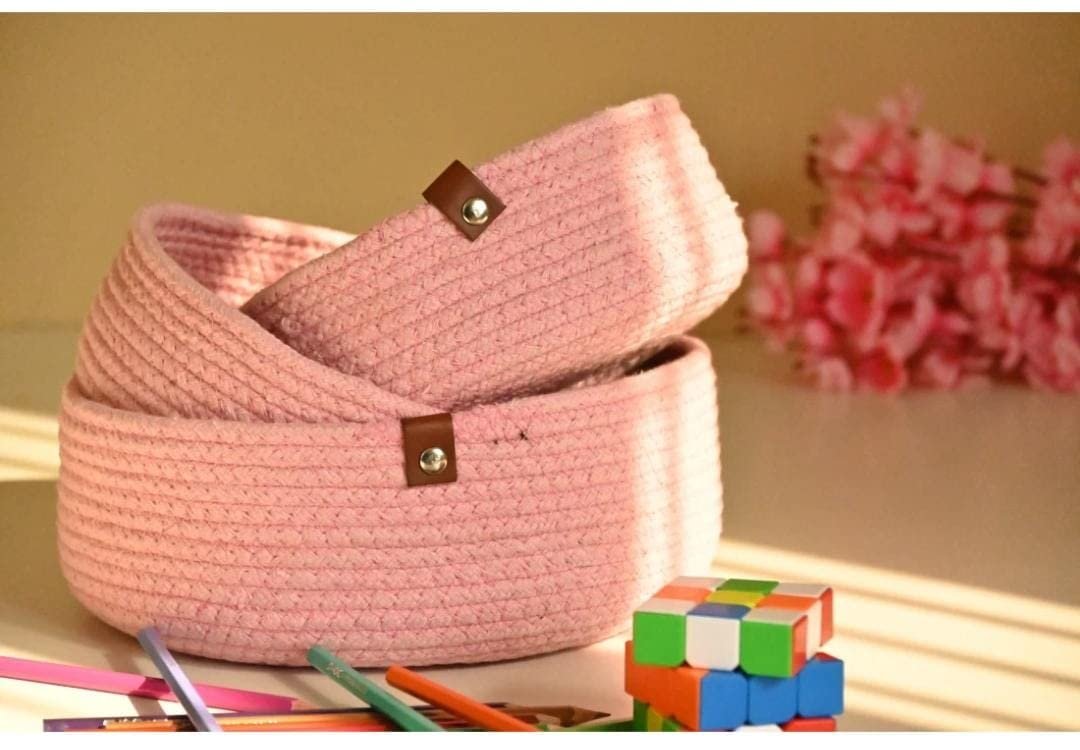 jute collection 3 pc bowl- ( jute collection 3 pc bowl-pink ) 