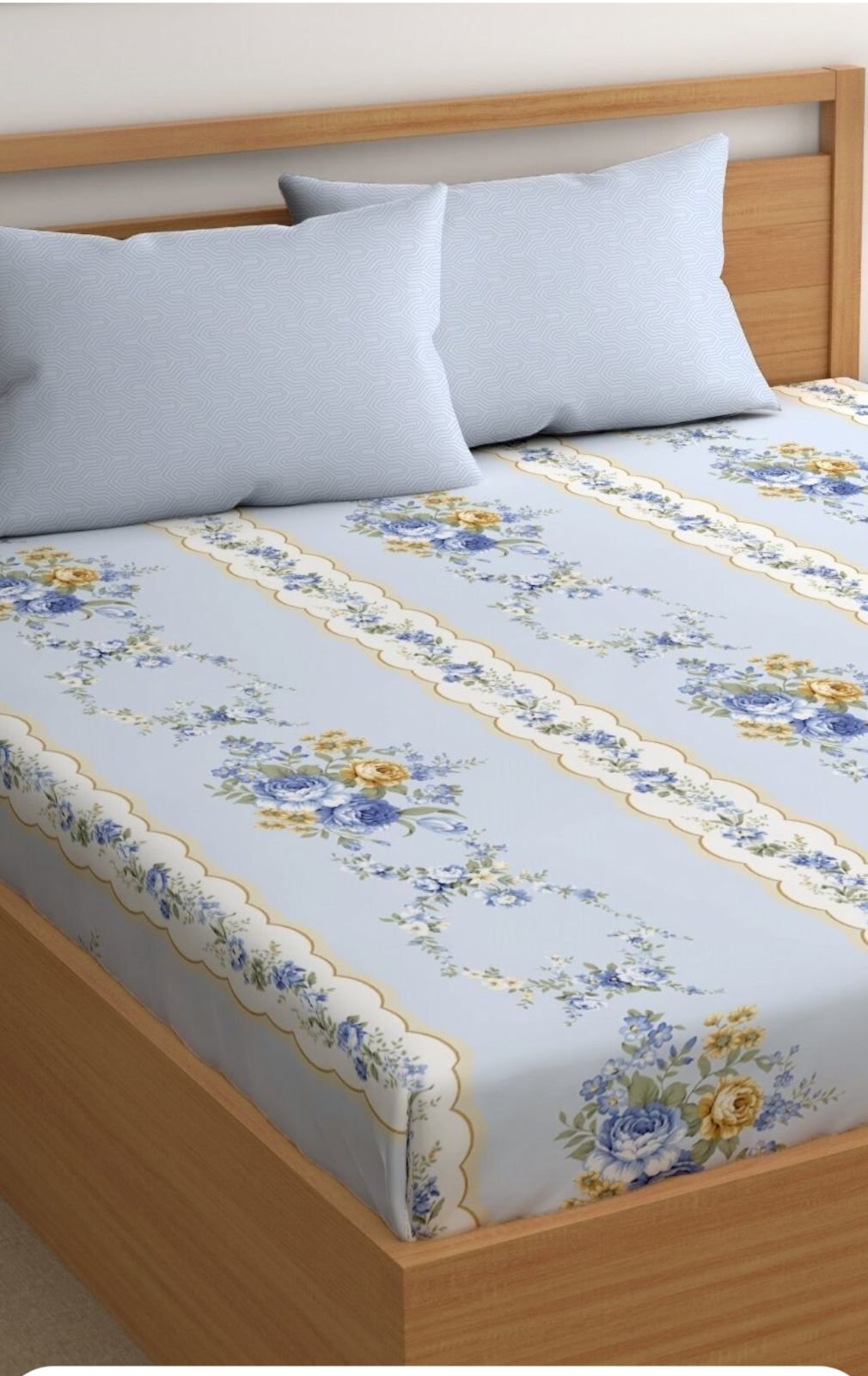 King Size  fitted Bedsheet ( light blue Contrast -king fitted bedsheet ) 
