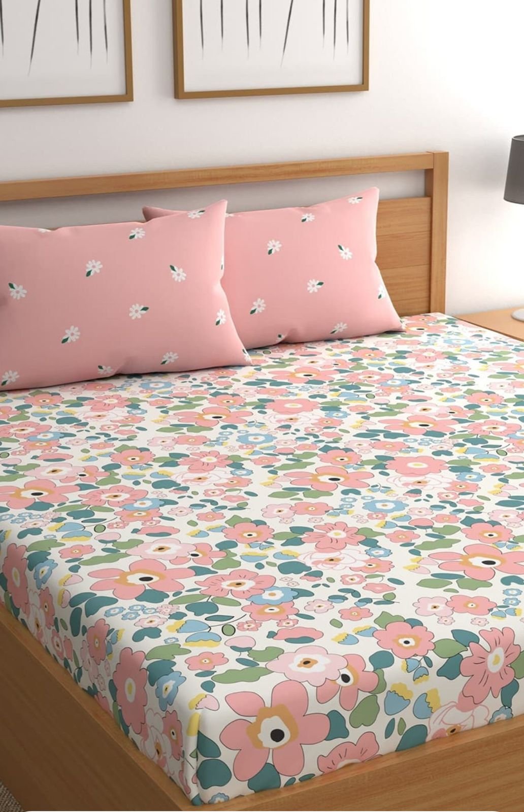 King Size  fitted Bedsheet ( Peach contrast-king fitted bedsheet ) 